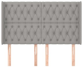 Cabeceira cama c/ abas tecido 163x16x118/128 cm cinzento-claro