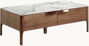 Mesa de centro com gavetas e tampo com aspeto de mármore Victor