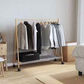 Cabide com prateleiras e rodas 106x34x106,5 cm bambu