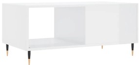 Mesa de centro 90x50x40 cm madeira processada branco brilhante