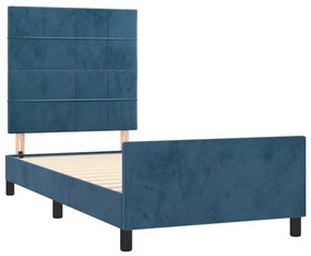 Estrutura de cama sem colchão 90x190 cm veludo azul-escuro