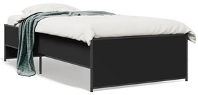 Estrutura de cama 90x200 cm derivados de madeira/metal preto