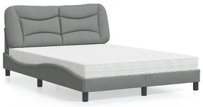 Cama com colchão 120x200 cm tecido cinza-claro