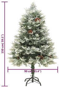 Árvore de Natal com pinhas pré-iluminada 150 cm PVC e PE verde