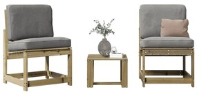 vidaXL 3 pcs conjunto lounge de jardim madeira de pinho impregnada