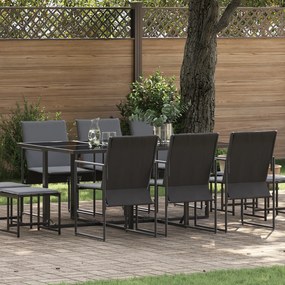 Conjunto de Jantar para o Jardim com 13 Peças e Almofadas em Aço e Textilene