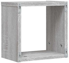 Prateleiras em Cubo 4 pcs Cinza Sonoma 26x15x26 cm em Madeira de Engen