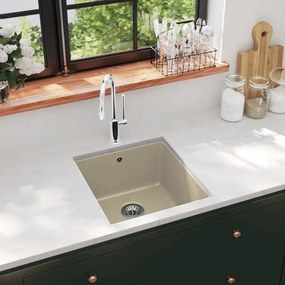 vidaXL Lava-louça com 1 cuba granito bege