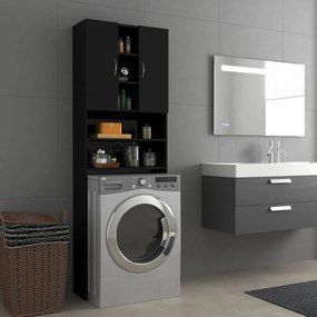 Armário máquina lavar roupa 64x25,5x190 cm preto brilhante