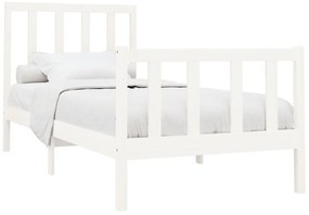 Cama sem colchão 90x200 cm madeira de pinho maciça branco