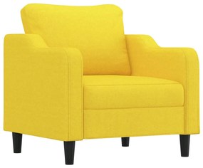 4 pcs conjunto de sofás com almofadas tecido amarelo-claro