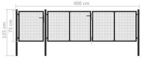 Portão de jardim 400x75 cm aço antracite
