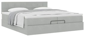Estrutura de cama otomana com colchão 200x200 cm cinzento claro