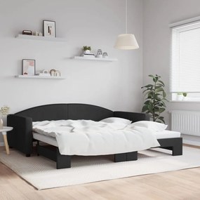 Sofá-cama com gavetão 100x200 cm tecido preto