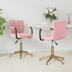 vidaXL Cadeiras de jantar giratórias 2 pcs veludo rosa