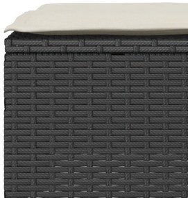 3 pcs conjunto de bistrô com almofadões vime PE preto