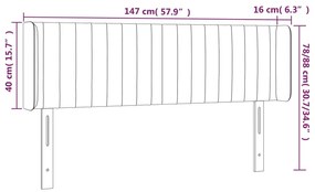 Cabeceira de cama c/ abas veludo 147x16x78/88 cm rosa