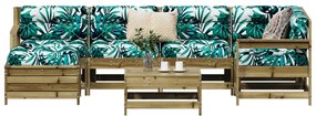 vidaXL 7 pcs conjunto sofás jardim madeira de pinho impregnada