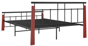 Estrutura de cama 140x200 cm metal/madeira de carvalho maciça