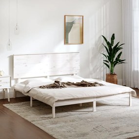 3104814 vidaXL Estrutura de cama 160x200 cm madeira de pinho maciça branco