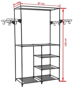 Suporte para roupas aço e tecido não tecido 87x44x158 cm preto