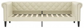 Sofá-cama 90x200 cm couro artificial cor creme