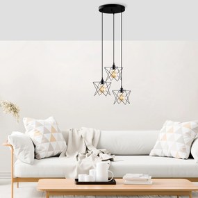 Candeeiro Chandelier Akkas – Preto – Diâmetro 54 cm, Altura Ajustável
