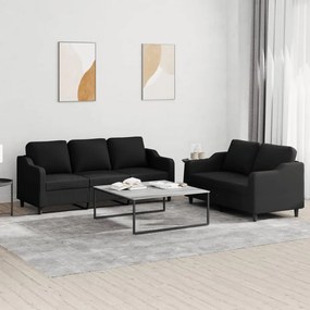 3201838 vidaXL 2 pcs conjunto de sofás com almofadões tecido preto