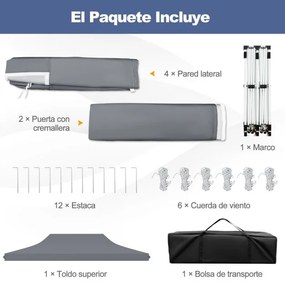 Tenda 600 x 300 cm pop-up com 6 paredes laterais removíveis para festas, casamentos, eventos com bolsa Cinzenta