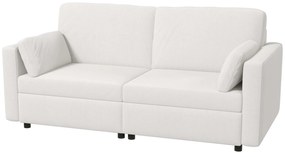 HOMCOM Sofá de 3 Lugares Sofá Sala de Estar Estofado em Poliéster com 2 Almofadas Acolchoadas 178x82x85 cm Creme