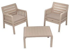 Conjunto de Jardim Lara – 2 Poltronas + Mesa de Centro – Polipropileno