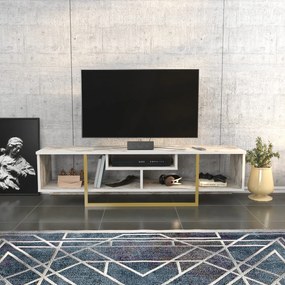 Móvel de TV Asal - Dourado e Branco - 150x35,2x40cm