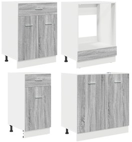 Conjunto de 8 Peças de Armários de Cozinha Cinza Sonoma de Madeira de