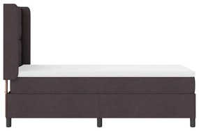 Cama Box com Colchão e LED Castanho Escuro 100x200 cm Tecido
