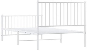 Estrutura de cama com cabeceira e pés 100x190 cm metal branco