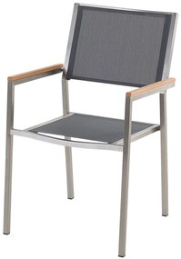 Conjunto de 6 cadeiras de jardim em metal e tela cinzenta GROSSETO Beliani