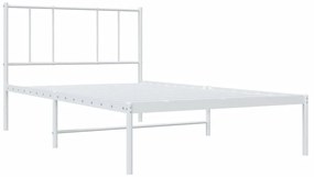 Estrutura de cama com cabeceira 100x200 cm metal branco