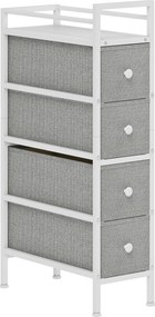 HOMCOM Móvel de Arrumação Estreito com 4 Gavetas de Tecido para Espaços Pequenos 20x43x81,5 cm Cinzento Claro | Aosom Portugal