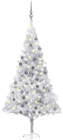3077696 vidaXL Árvore Natal artificial pré-iluminada c/bola 180cm PET prateado