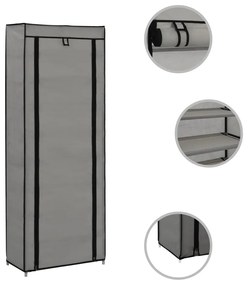 Sapateira com cobertura 57x29x162 cm tecido cinzento