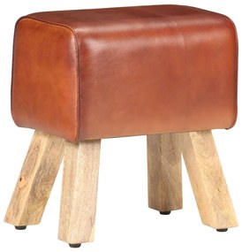 vidaXL Boque de ginásio 38 cm couro genuíno castanho/mangueira maciça