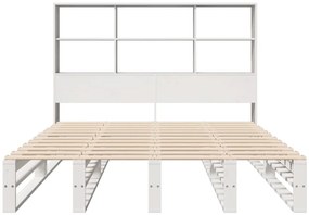 Cama com estante sem colchão 120x190 cm madeira maciça branco