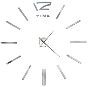 Relógio de parede 3D com design moderno 100 cm XXL prateado