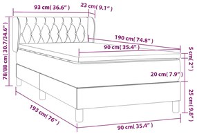 Cama com molas/colchão 90x190 cm tecido cinza-escuro