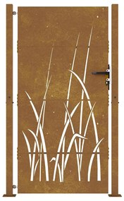 Portão de jardim 105x205 cm aço corten design erva
