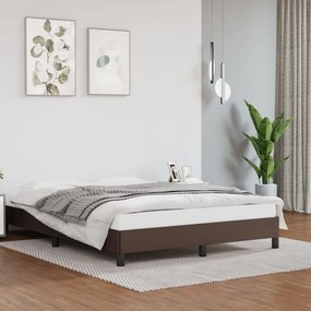 vidaXL Estrutura de cama 140x190 cm couro artificial castanho