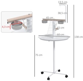 PawHut Comedouro para Pássaros de Exterior com Rodas Ø60x138 cm Comedo