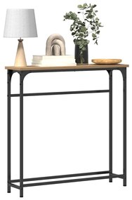 Mesa de Console vidaXL Carvalho Artesanal 75x19,5x75 cm Madeira de Eng