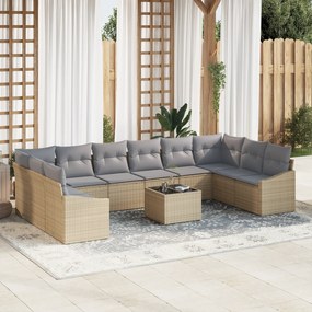 Conjunto de Jantar para Jardim com 11 Peças e Almofadas em Rattan Sint