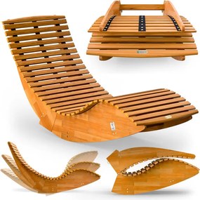 Espreguiçadeira dobrável para sauna Java em acácia 155 x 60 x 93 cm Castanho